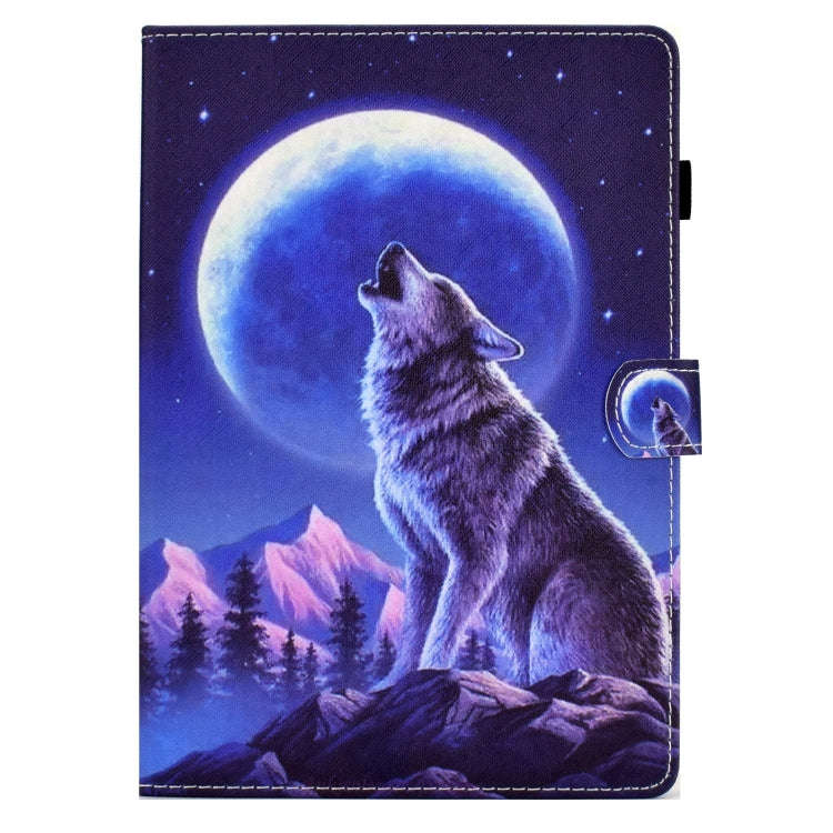 For Lenovo Tab M10 Sewing Pen Slot Leather Tablet Case(Night Wolf)