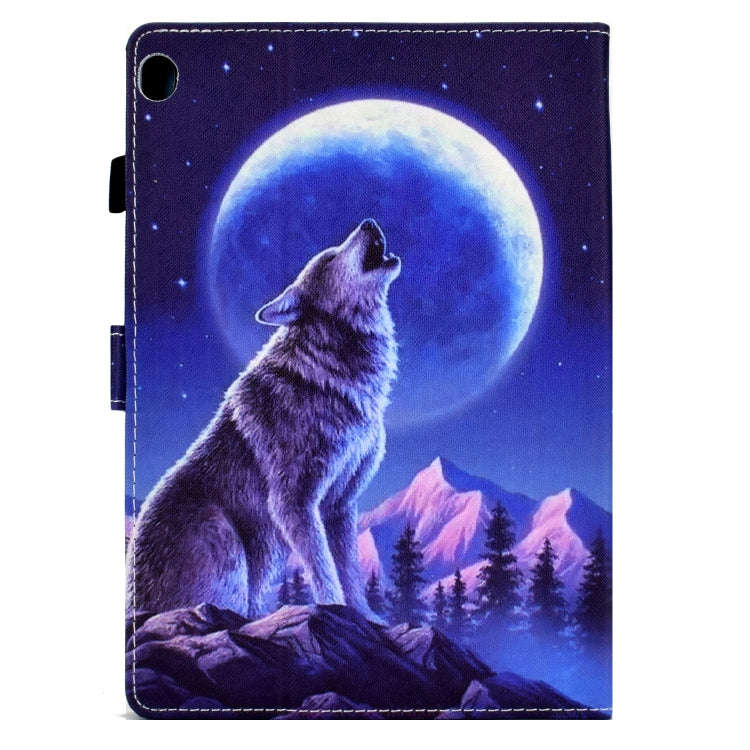 For Lenovo Tab M10 Sewing Pen Slot Leather Tablet Case(Night Wolf)