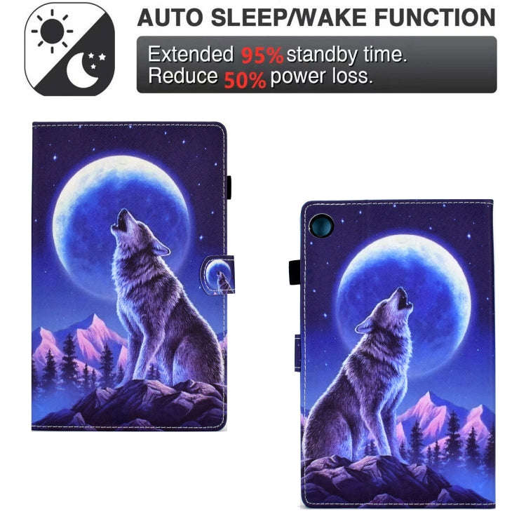 For Lenovo Tab M10 Plus Sewing Pen Slot Leather Tablet Case(Night Wolf)