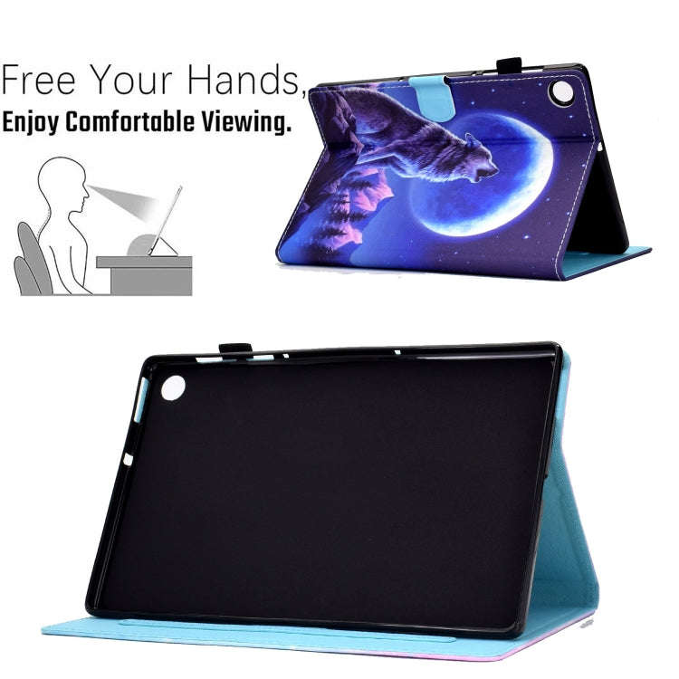 For Lenovo Tab M10 Plus Sewing Pen Slot Leather Tablet Case(Night Wolf)