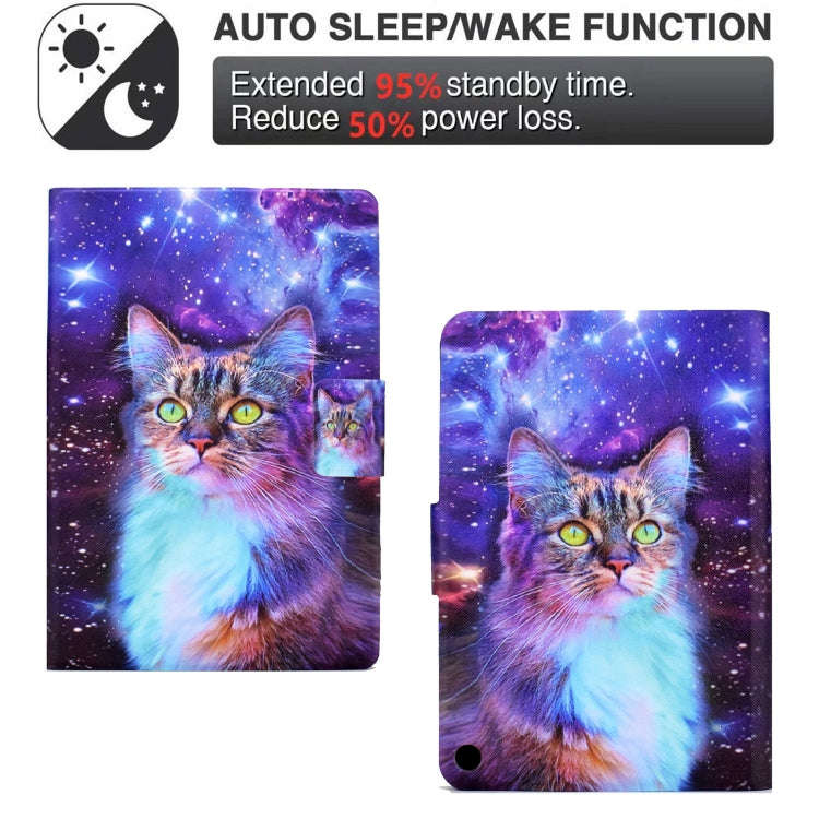 For Amazon Kindle Fire HD 8 2020 Electric Pressed TPU Leather Tablet Case(Star Cat)
