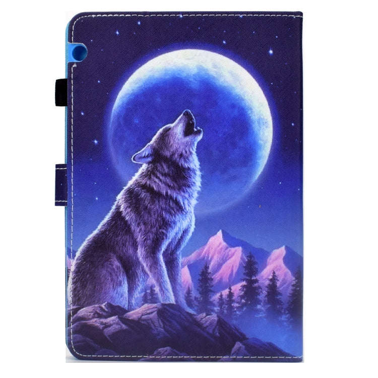 For Huawei MediaPad T5 Sewing Pen Slot Leather Tablet Case(Night Wolf)