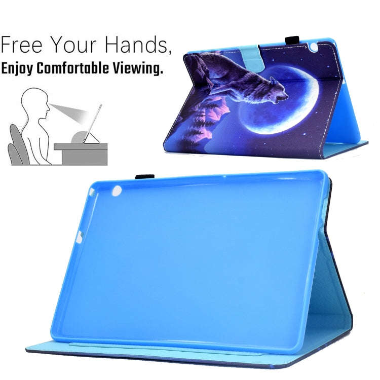 For Huawei MediaPad T5 Sewing Pen Slot Leather Tablet Case(Night Wolf)