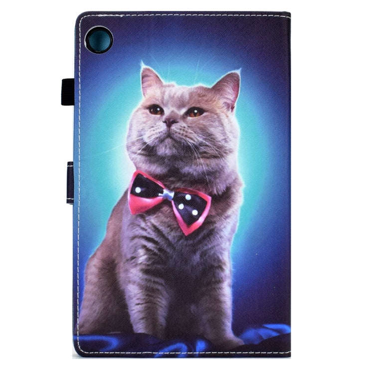 For Huawei MatePad T 10s Sewing Pen Slot Leather Tablet Case(Bow Tie Cat)