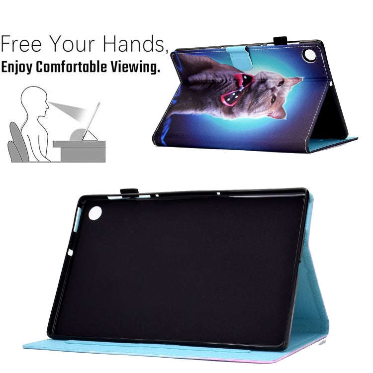 For Huawei MatePad T 10s Sewing Pen Slot Leather Tablet Case(Bow Tie Cat)