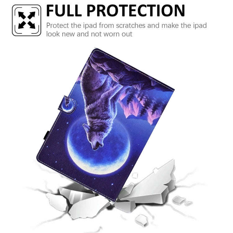 For Huawei MatePad T 10s Sewing Pen Slot Leather Tablet Case(Night Wolf)