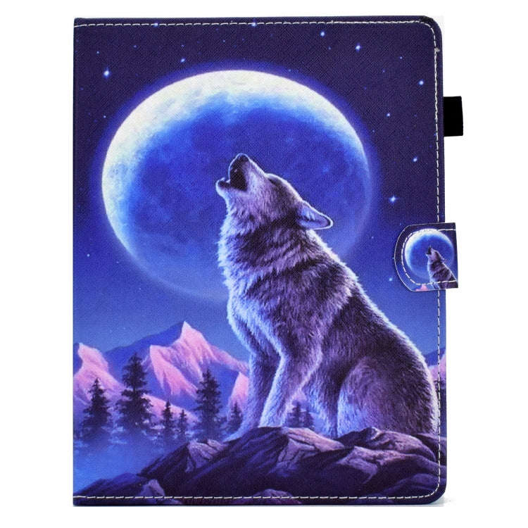 For 7 inch Tablet Sewing Pen Slot Leather Tablet Case(Night Wolf)