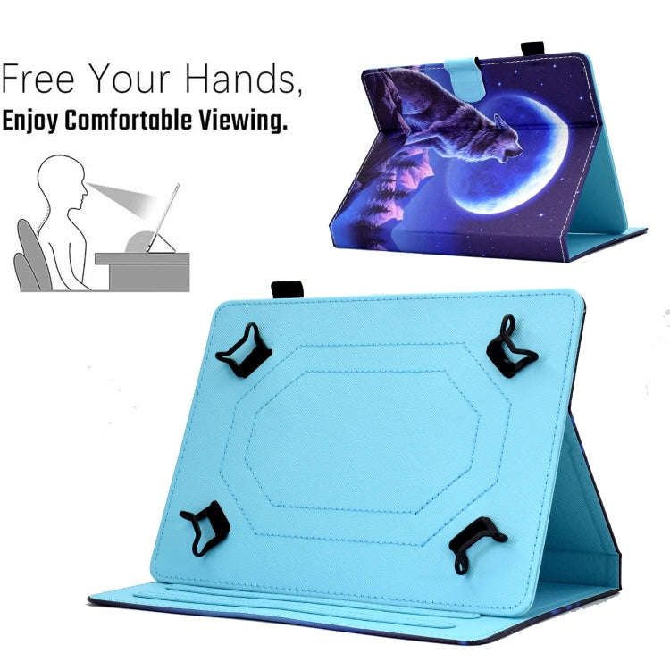 For 7 inch Tablet Sewing Pen Slot Leather Tablet Case(Night Wolf)