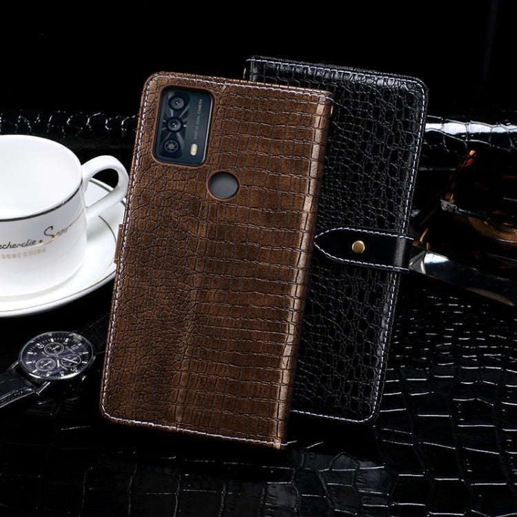 For TCL 20B idewei Crocodile Texture Horizontal Flip Leather Phone Case(Black)