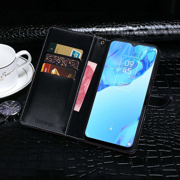 For TCL 20B idewei Crocodile Texture Horizontal Flip Leather Phone Case(Black)