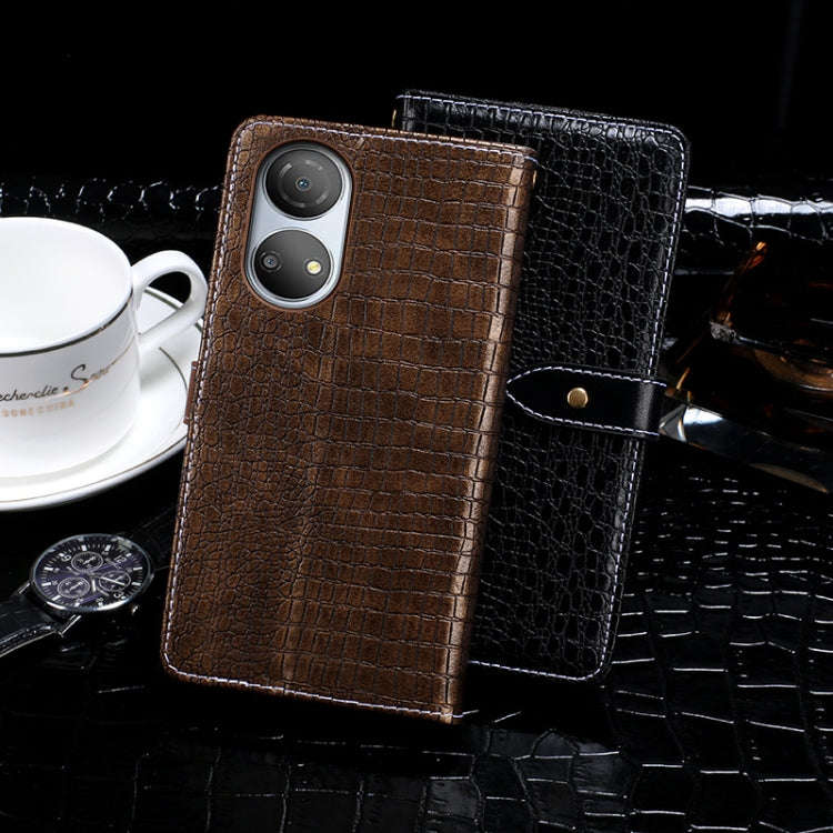 For Honor Play 30 Plus idewei Crocodile Texture Horizontal Flip Leather Phone Case(Black)