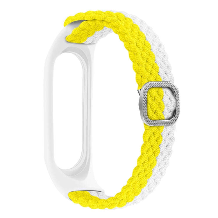For Xiaomi Mi Band 6 / 5 Stripe Braided Watch Band(Yellow White)