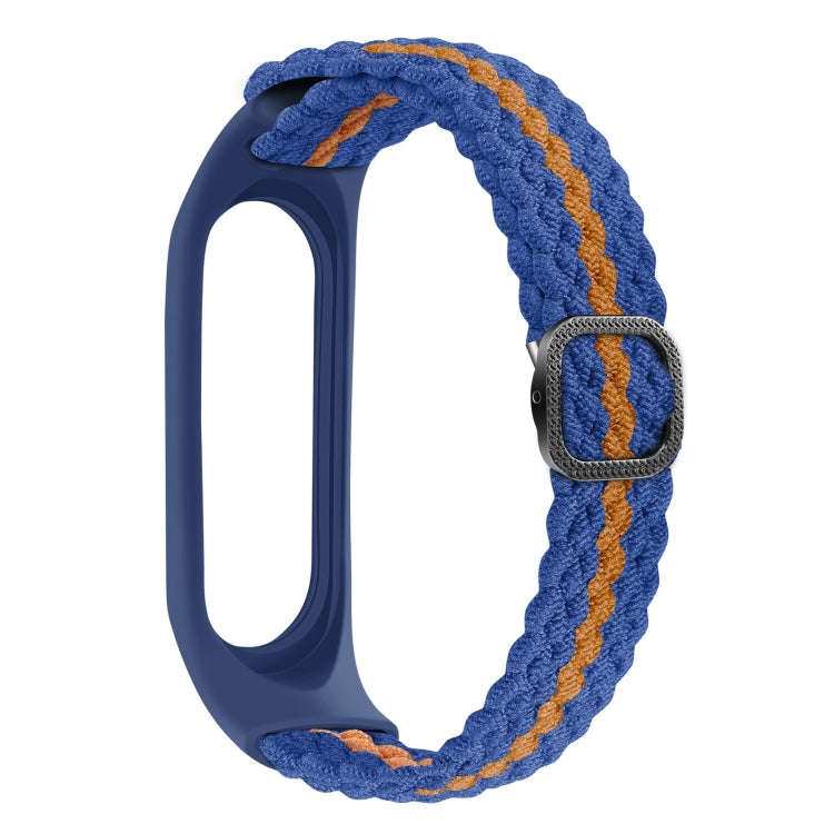 For Xiaomi Mi Band 6 / 5 Stripe Braided Watch Band(Blue Orange Blue)