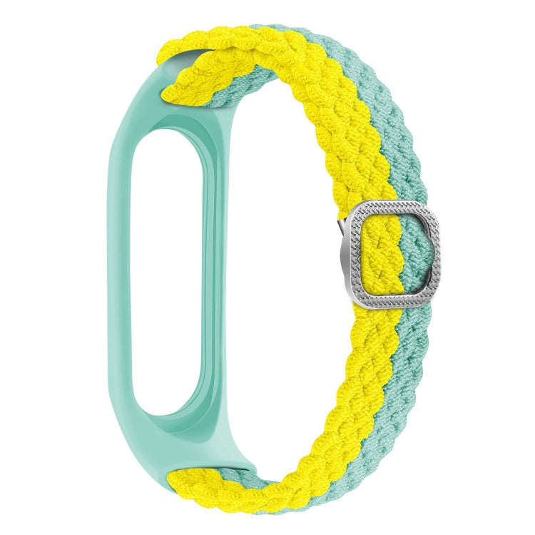 For Xiaomi Mi Band 6 / 5 Stripe Braided Watch Band(Cyan Yellow)