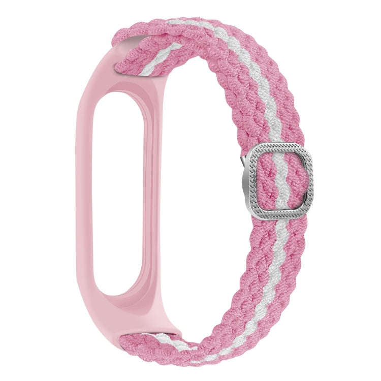 For Xiaomi Mi Band 4 / 3 Stripe Braided Watch Band(Pink White Pink)