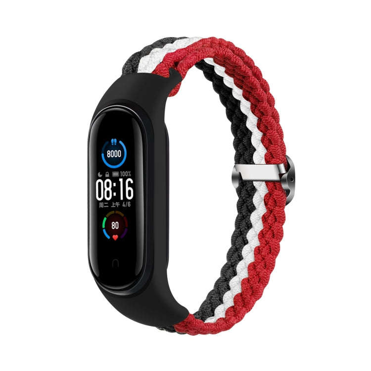 For Xiaomi Mi Band 4 / 3 Stripe Braided Watch Band(Red White Black)