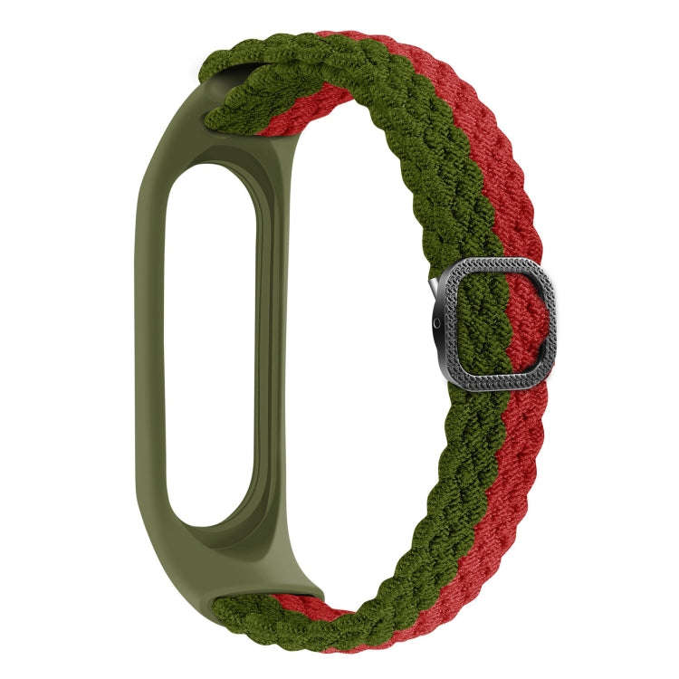 For Xiaomi Mi Band 4 / 3 Stripe Braided Watch Band(Green Red)