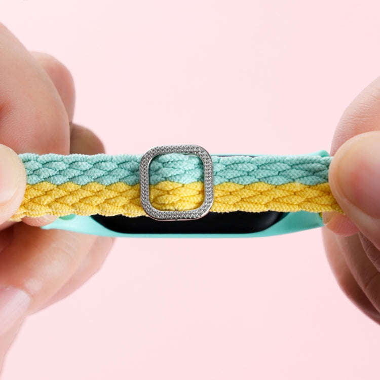 For Xiaomi Mi Band 4 / 3 Stripe Braided Watch Band(Pink White Pink)