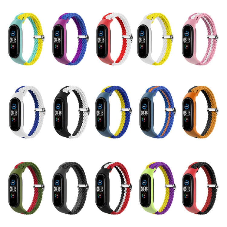 For Xiaomi Mi Band 4 / 3 Stripe Braided Watch Band(Red White Black)