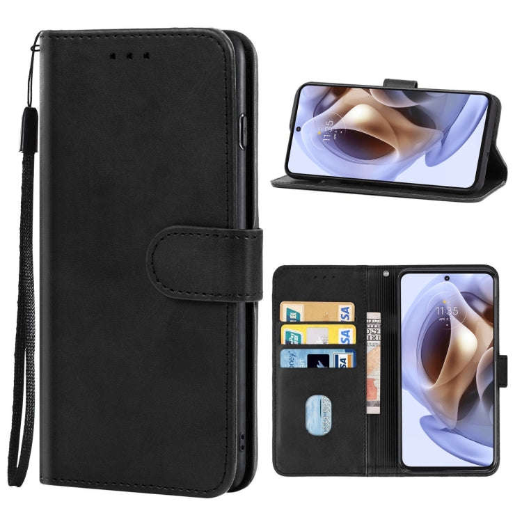 Leather Phone Case For Motorola Moto G22(Black)