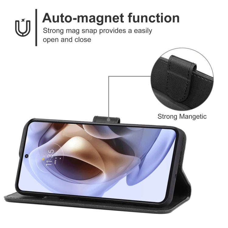 Leather Phone Case For Motorola Moto G22(Black)