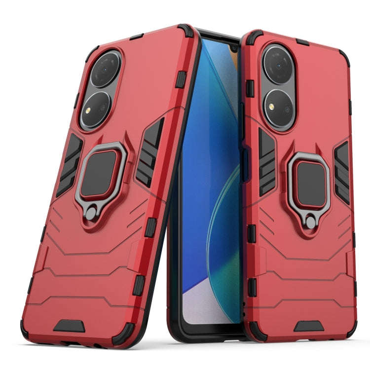 For Honor Play 30 Plus Shockproof PC + TPU Holder Phone Case(Red)