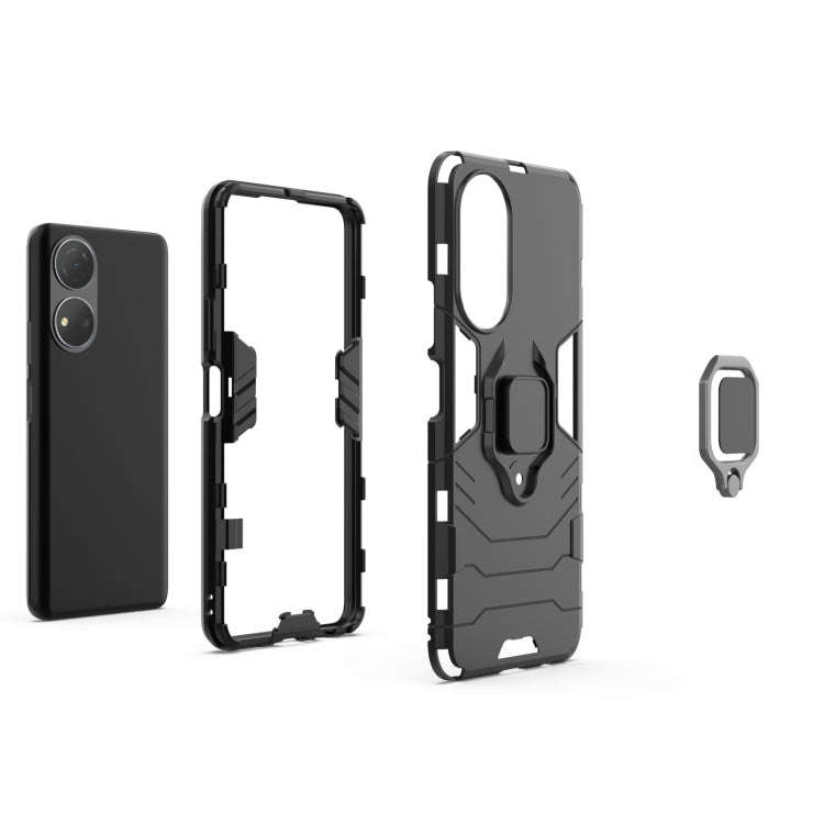 For Honor Play 30 Plus Shockproof PC + TPU Holder Phone Case(Red)