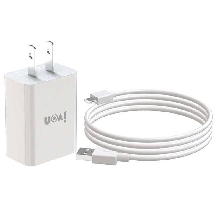 IVON AD-33 2 in 1 2.1A Single USB Port Travel Charger + 1m USB to USB-C / Type-C Data Cable Set, ...