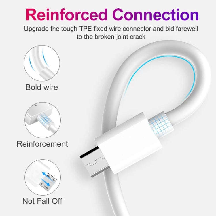 USB to Micro USB Copper Core Charging Cable, Cable Length:1m(White)