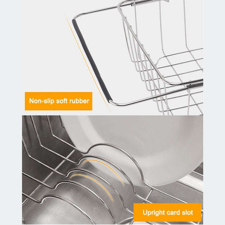 Kitchen Dish Drainer Sink Drain Basket Washing Vegetable Fruit Drying Holder Stainless Steel Adju...
