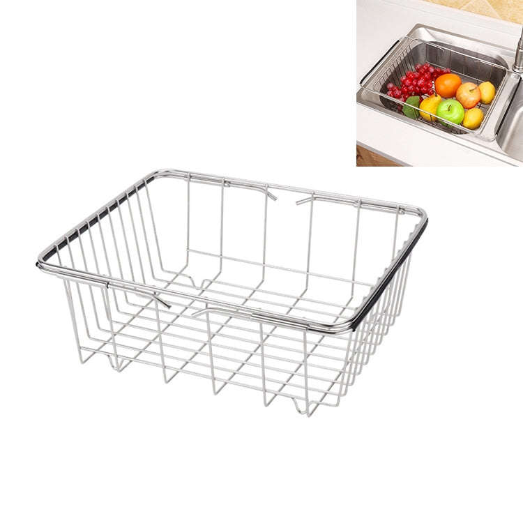 Kitchen Dish Drainer Sink Drain Basket Washing Vegetable Fruit Drying Holder Stainless Steel Adju...