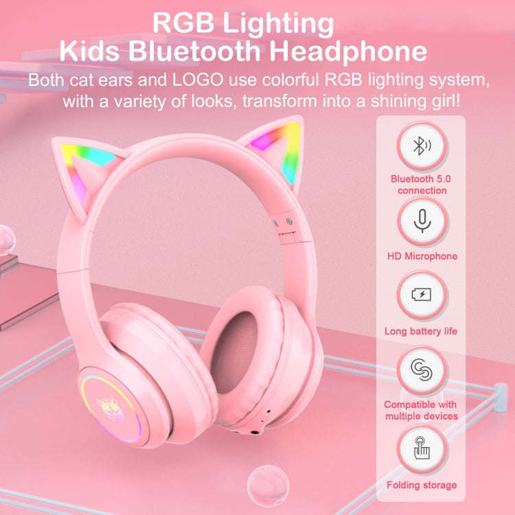 ONIKUMA B90 RGB Lighting Wireless Bluetooth Headphone (Pink)