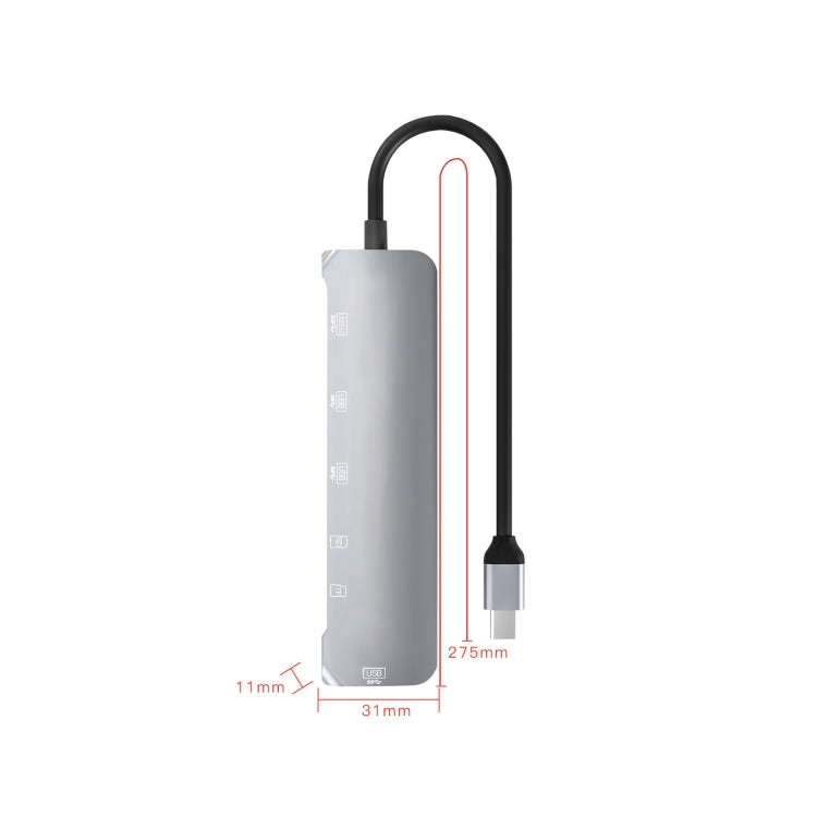 NK-3043H 6 in 1 USB-C / Type-C to TF / SD Card Slot + USB 3.0 + 3 USB 2.0 Female Adapter