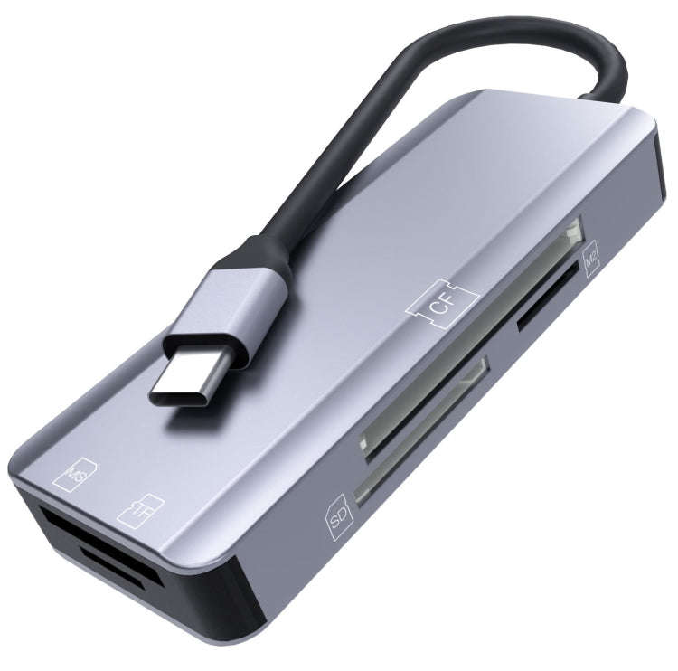 NK-3044 5 in 1 USB-C / Type-C to MS / M2 / CF / TF / SD Card Slots Adapter(Space Grey)