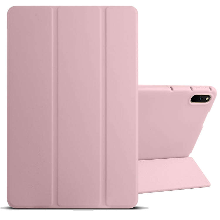 For Huawei Matepad 11 2021 3-folding Honeycomb TPU Leather Tablet Case(Pink)