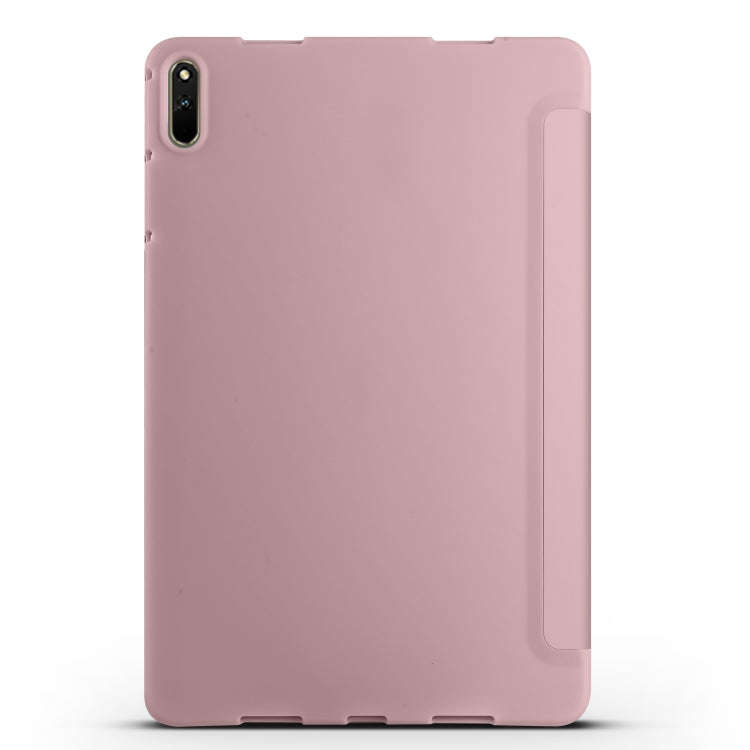 For Huawei Matepad 11 2021 3-folding Honeycomb TPU Leather Tablet Case(Pink)