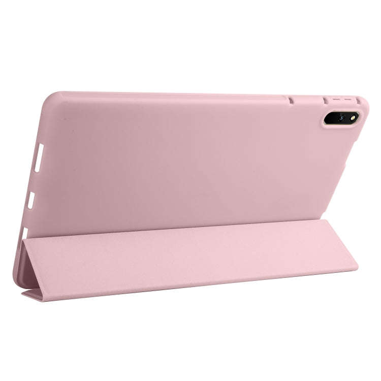 For Huawei Matepad 11 2021 3-folding Honeycomb TPU Leather Tablet Case(Pink)