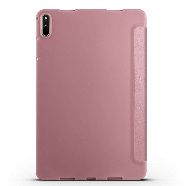 For Huawei Matepad 11 2021 3-folding Honeycomb TPU Leather Tablet Case(Rose Gold)