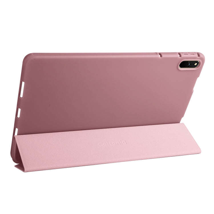 For Huawei Matepad 11 2021 3-folding Honeycomb TPU Leather Tablet Case(Rose Gold)