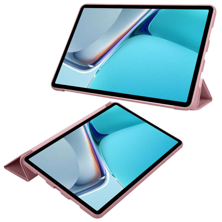 For Huawei Matepad 11 2021 3-folding Honeycomb TPU Leather Tablet Case(Rose Gold)