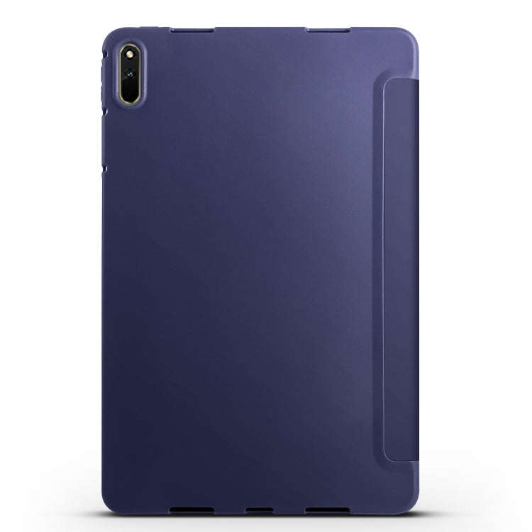 For Huawei Matepad 11 2021 3-folding Honeycomb TPU Leather Tablet Case(Dark Blue)