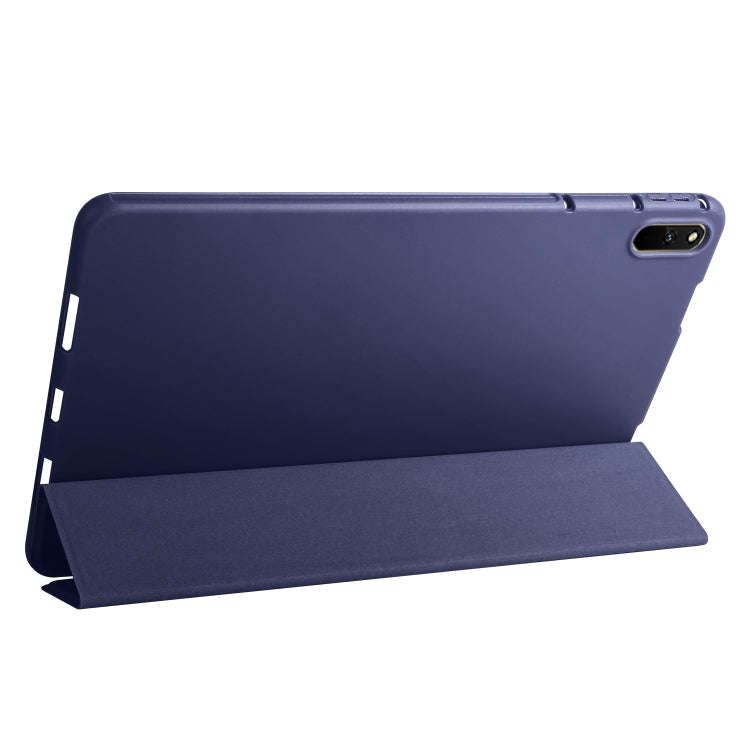 For Huawei Matepad 11 2021 3-folding Honeycomb TPU Leather Tablet Case(Dark Blue)