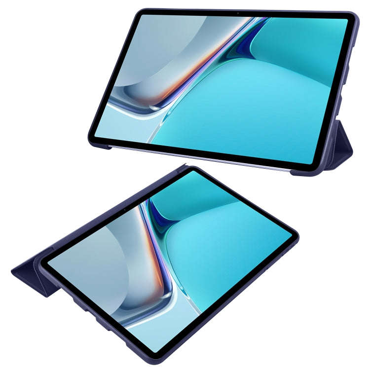 For Huawei Matepad 11 2021 3-folding Honeycomb TPU Leather Tablet Case(Dark Blue)