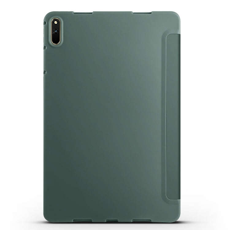 For Huawei Matepad 11 2021 3-folding Honeycomb TPU Leather Tablet Case(Pine Green)