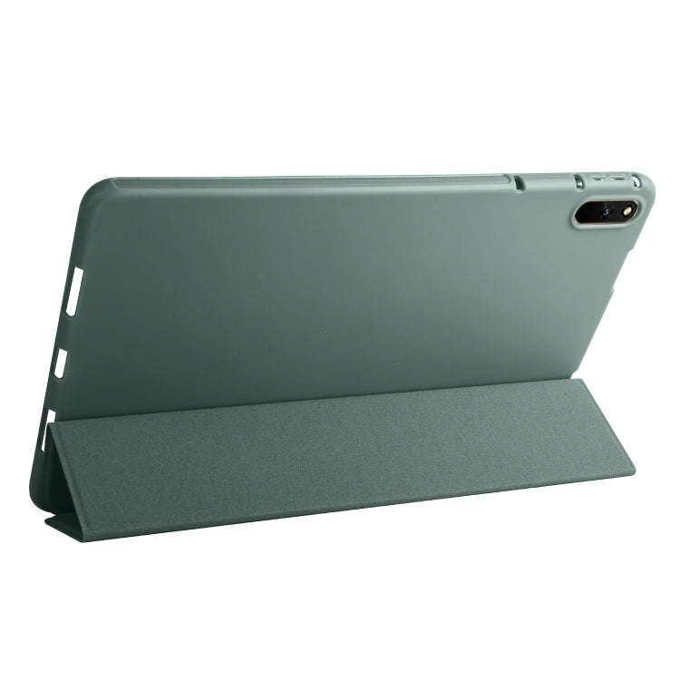 For Huawei Matepad 11 2021 3-folding Honeycomb TPU Leather Tablet Case(Pine Green)