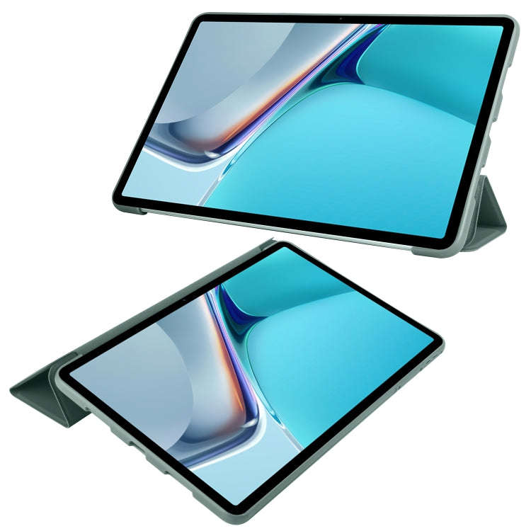 For Huawei Matepad 11 2021 3-folding Honeycomb TPU Leather Tablet Case(Pine Green)