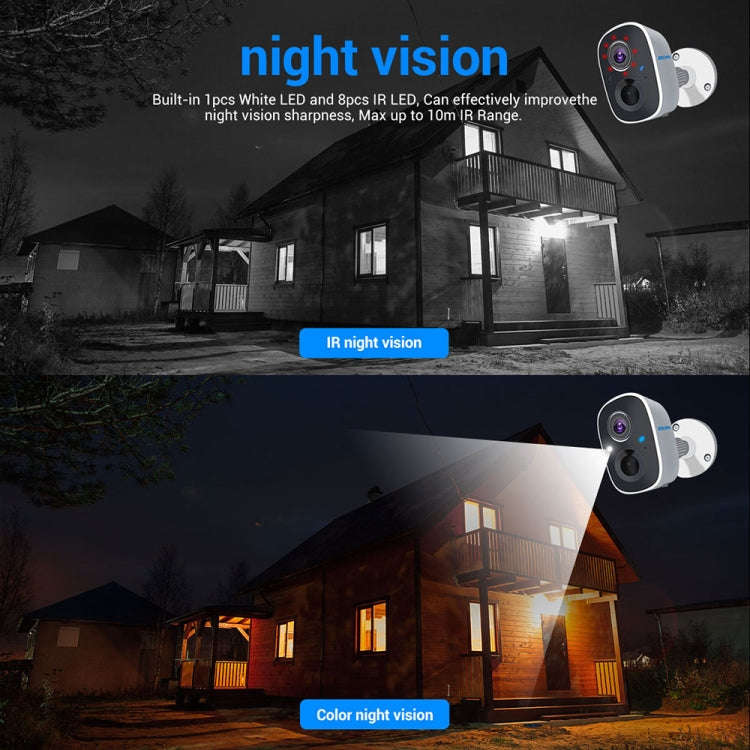 ESCAM G14 Rechargeable 1080P Full HD AI Recognition Infrared Night Vision WiFi Camera