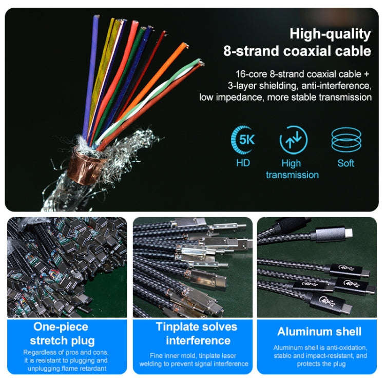 PD 100W USB-C / Type-C to USB-C / Type-C Compatible Thunderbolt 4 Full-function Data Cable, Cable...