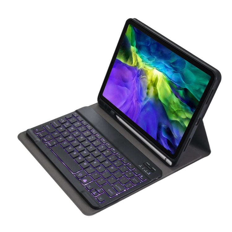 A11BS Lambskin Texture Ultra-thin Bluetooth Keyboard Leather Case with Pen Holder & Backlight For...