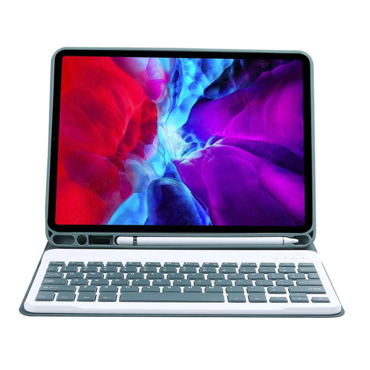 C-098B Candy Color Skin Feel Texture Bluetooth Keyboard Leather Case with Pen Holder For iPad Air...